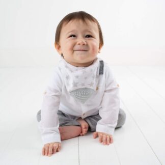 Neckerchew Teething Muslin Dribble Bib - Silver Stars