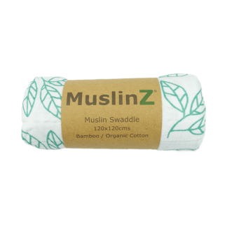MuslinZ Bamboo Organic Cotton Muslin Swaddle - Aqua Leaf