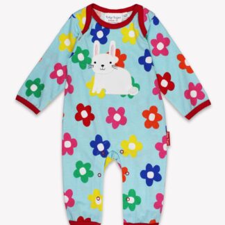 Organic Rainbow Bloom Bunny Applique Babygrow