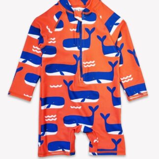 Whale Waves Print Baby Long-Sleeved Swimsuit