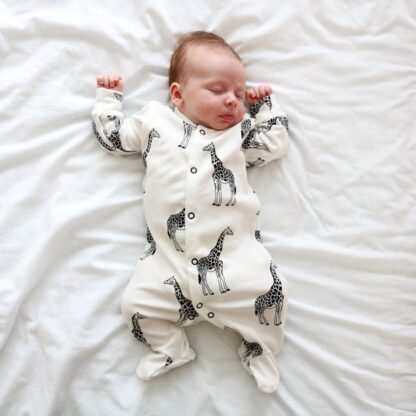 Giraffe cotton sleepsuit 0-3 Months  - Image 3