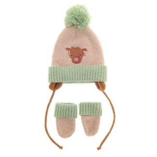 Highland Cow Wooly Hat and Mittens