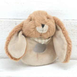 Bunny Baby Rattle Soft Toy Brown