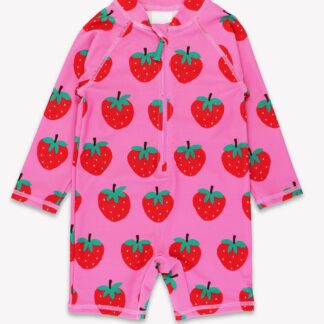Strawberry Print Baby Long-Sleeved Swimsuit